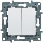 Legrand Etika Бел Переключатель 2-клавишный, 10А, авт. клем. 672212