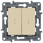 Legrand Etika Крем Переключатель 2-клавишный с подсветкой, 10А, авт. клем 672316