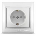 Розетка 1-м СП Севиль 16А IP32 с заземл. защ. шторки бел. UNIVersal С0049