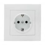 Розетка 1-м СП Валенсия 16А IP20 с заземл. защ. шторки бел. PROxima EKF EWR16-028-10