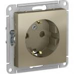 Розетка 1-м СП AtlasDesign 16А IP20 с заземл. защ. шторки механизм шампань SE ATN000545