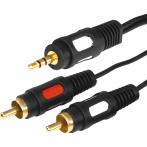Шнур Стерео 3,5мм - 2 RCA, 3м, Gold REXANT (17-4234)