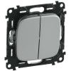  - Legrand Valena ALLURE DIY Алюминий выключатель 2-х клавишный 10А 250В (752905)