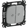 - Legrand Valena ALLURE DIY Алюминий переключатель 2-клавишный с подсветкой 10А 250В (752909)